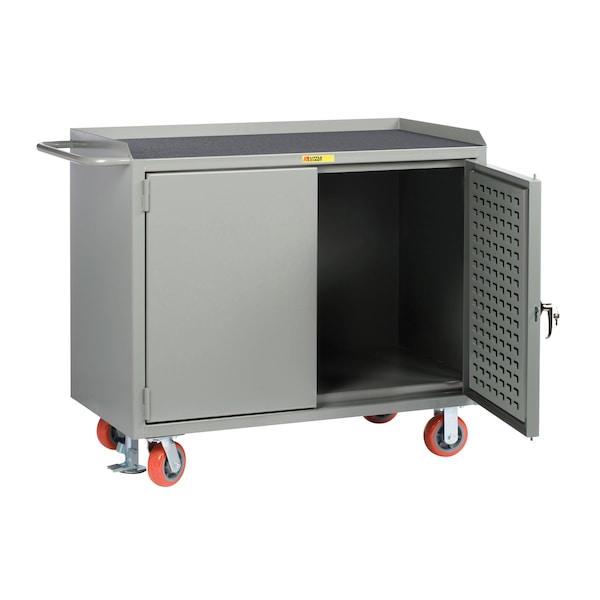 Little Giant Mobile Bench Cabinets, 36"W, Louvered Panel Doors, Vinyl Mat MM-2436-LPD-FL - main